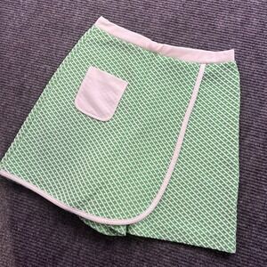 Vintage Sears‎ Roebuck USA Made Skort Flap Pocket Green White Stripped 70s 80s